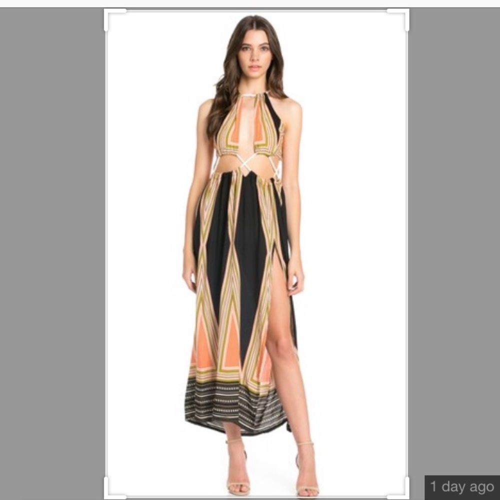 a Shappe Hi Slit Cut Out Cage Waist midi Dress